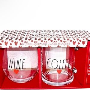 Rae Dunn Glass Mug and Cup Set - Coffee and Wine